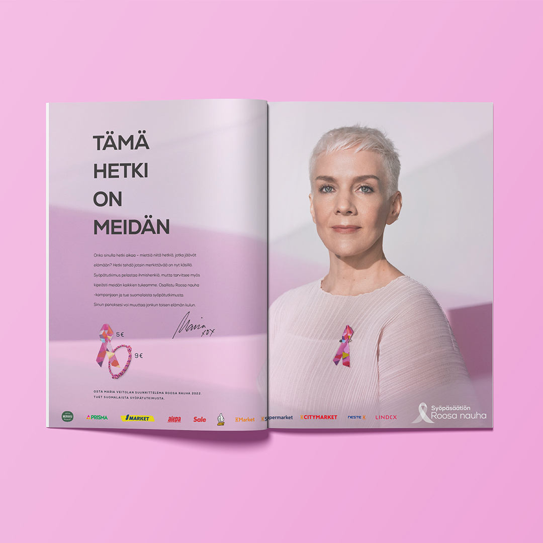 Kuva Roosa nauhan lehtimainoksesta